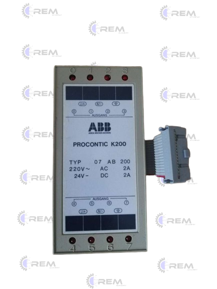 ABB PROCONTIC K200 -07 -AB200 -200V AC- 24V DC - RELE' USCITA MODULO -  RELAY OUTPUT MODULE